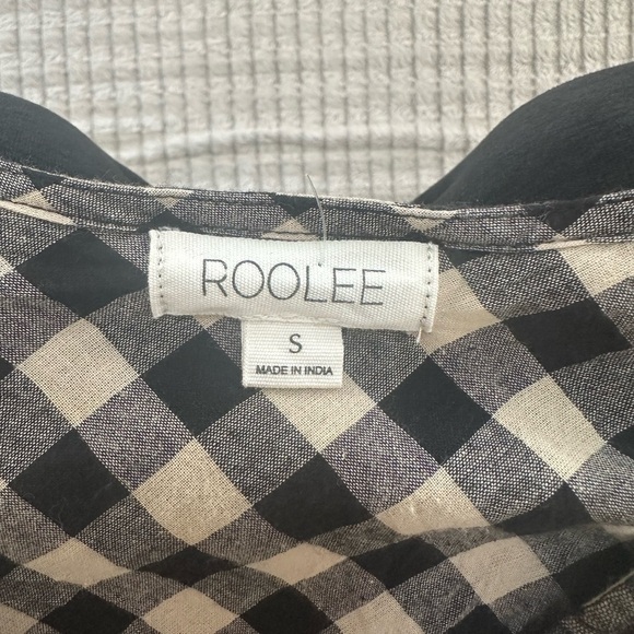 Roolee Black and White Checkered Dress with Floral Embroidery - Picture 3 of 3